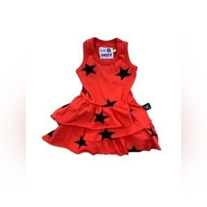 Nununu Size 6-12 Months Orange Star Print Dress
